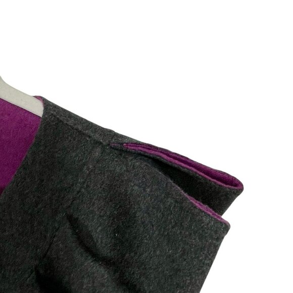 NWOT Vintage Ports 1961 Wool Cashmere Ruffle Coat Charcoal Gray Purple Womens 10 - Picture 7 of 15